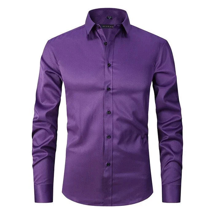 Chemise stretch sans col pour hommes