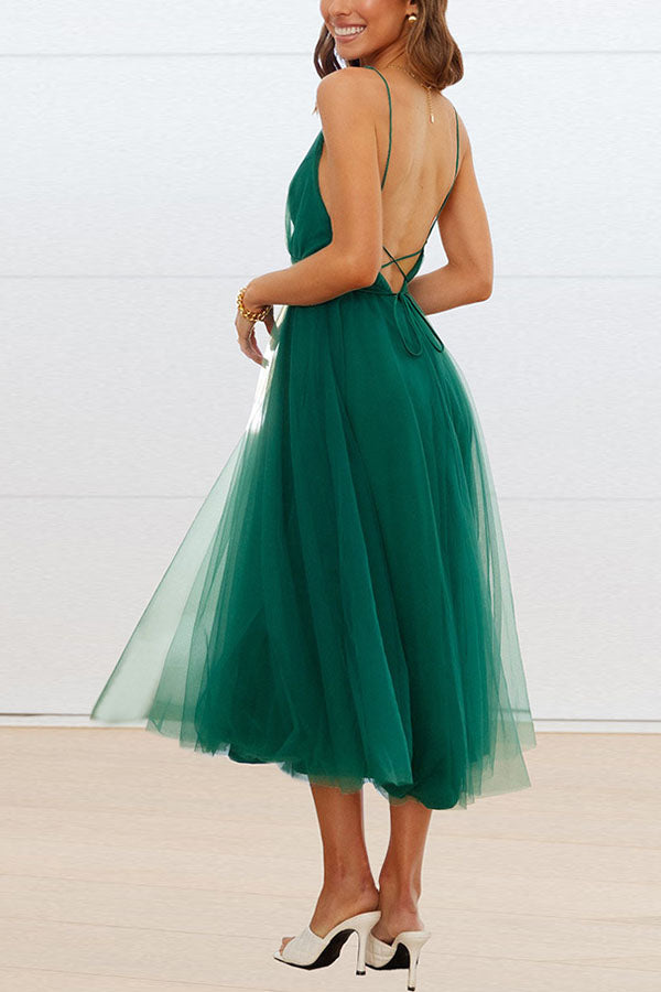 BelleRue - Robe midi en tulle à col en V Feeling Romantic