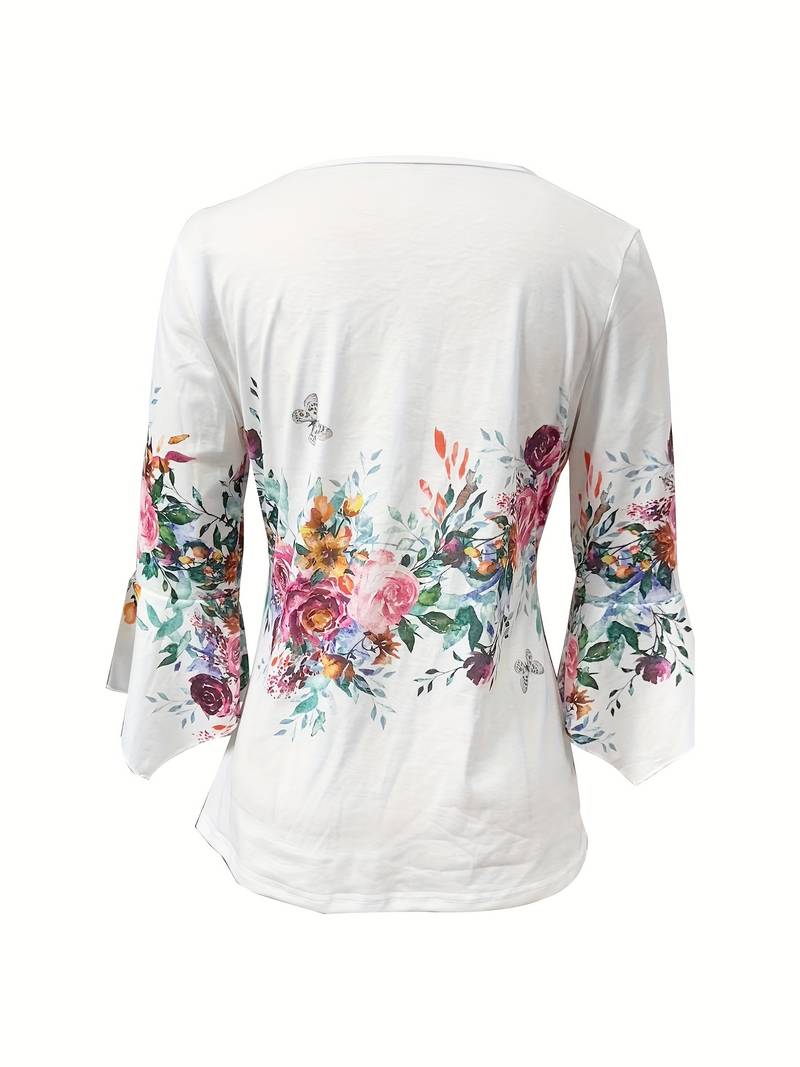 Bella – Blouse à encolure fendue et imprimé fleuri