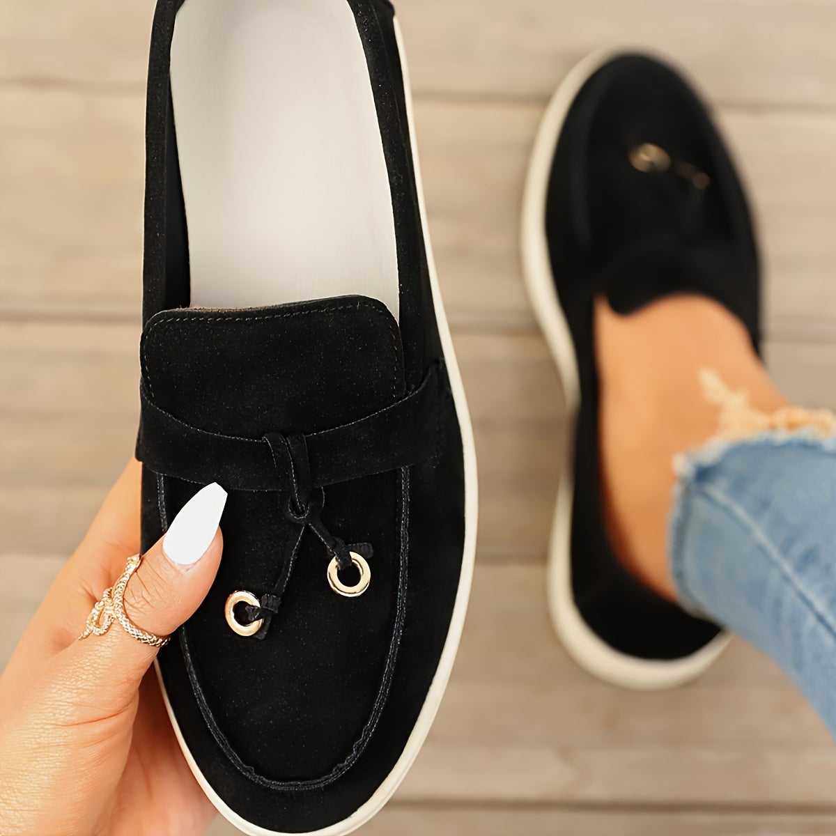 Mila | Mocassins à glands élégants pour femmes avec anneau en fer stylisé et décorations uniques