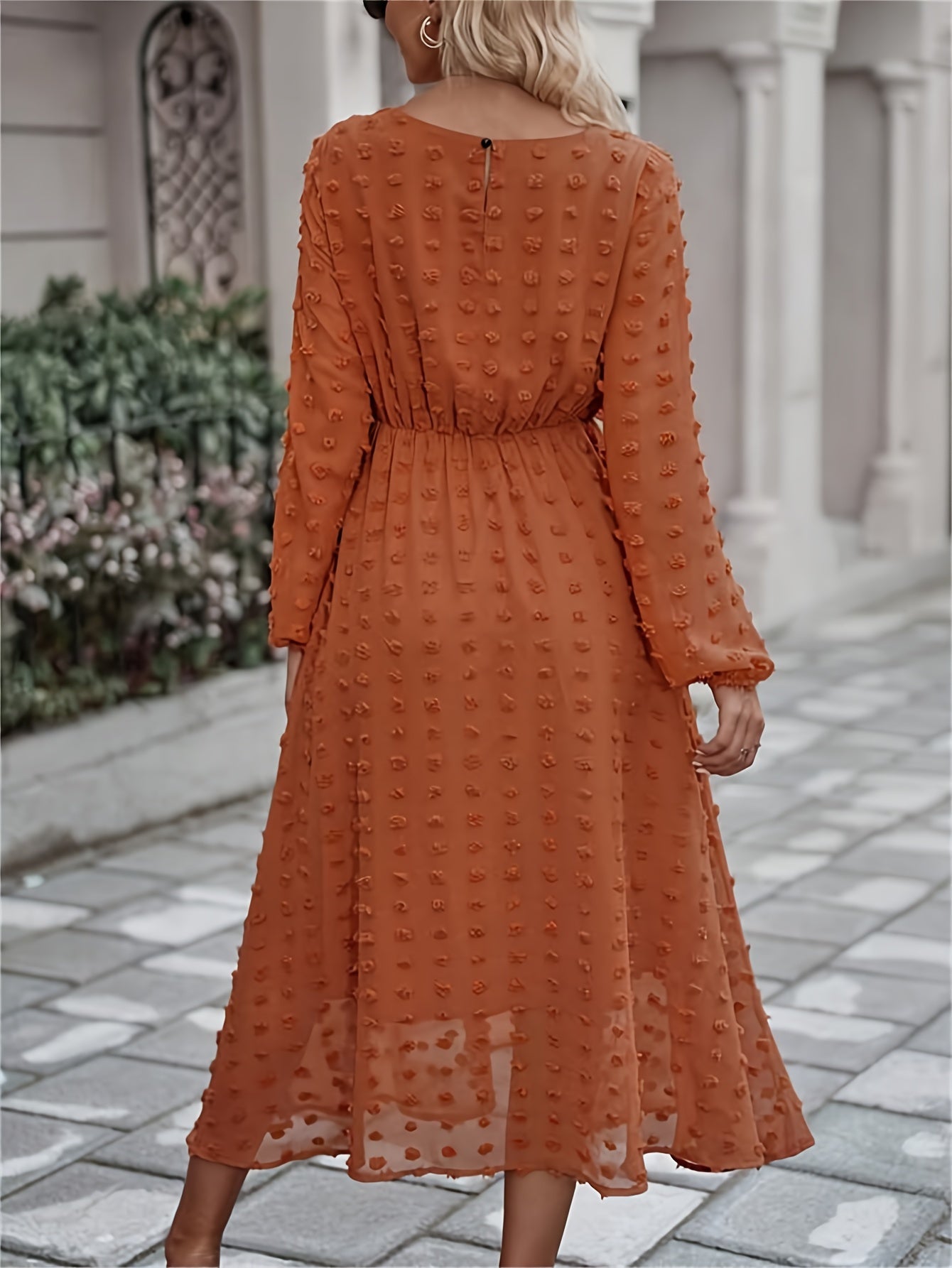 Briggita | Robe Elégante à Pois pour Femmes | Orange