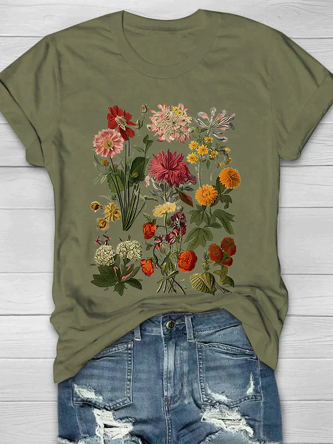 Tasiana | T-shirt Femme Vintage Avec Impression De Fleurs