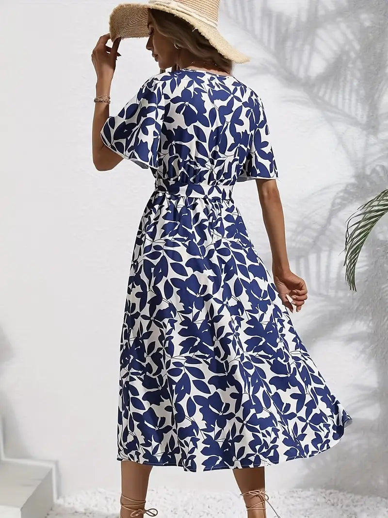 Céleste | Robe avec Imprimé Floral et Manches Ruchées pour Femmes