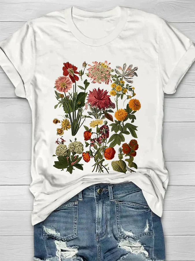 Tasiana | T-shirt Femme Vintage Avec Impression De Fleurs