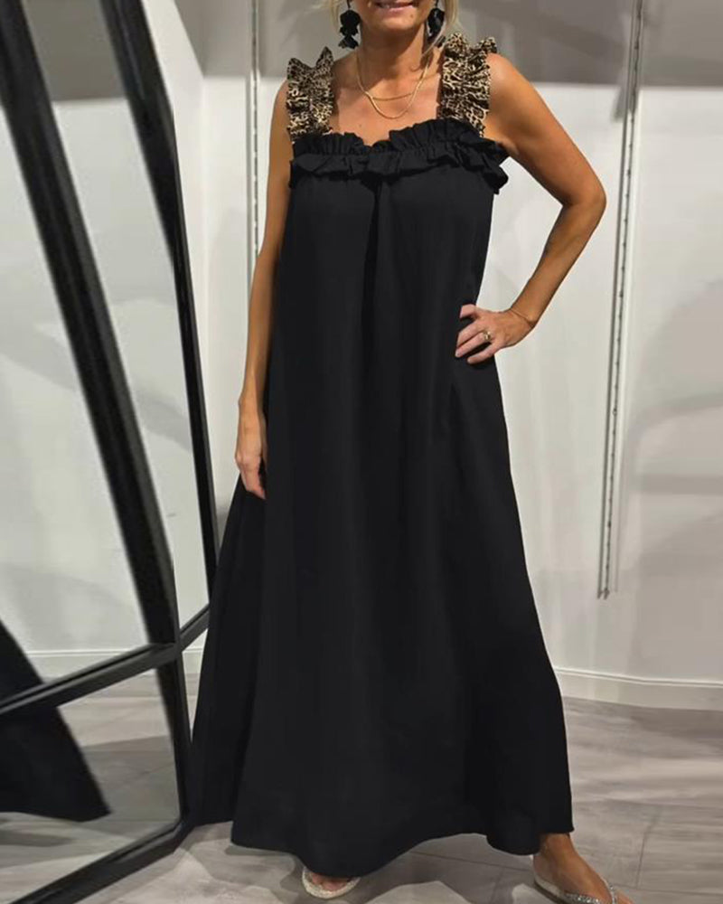 Léonie - Robe élégante à bretelles de couleur unie