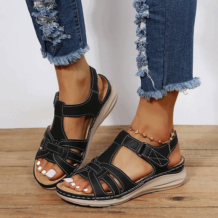 Sandales orthopédiques confort en cuir vintage