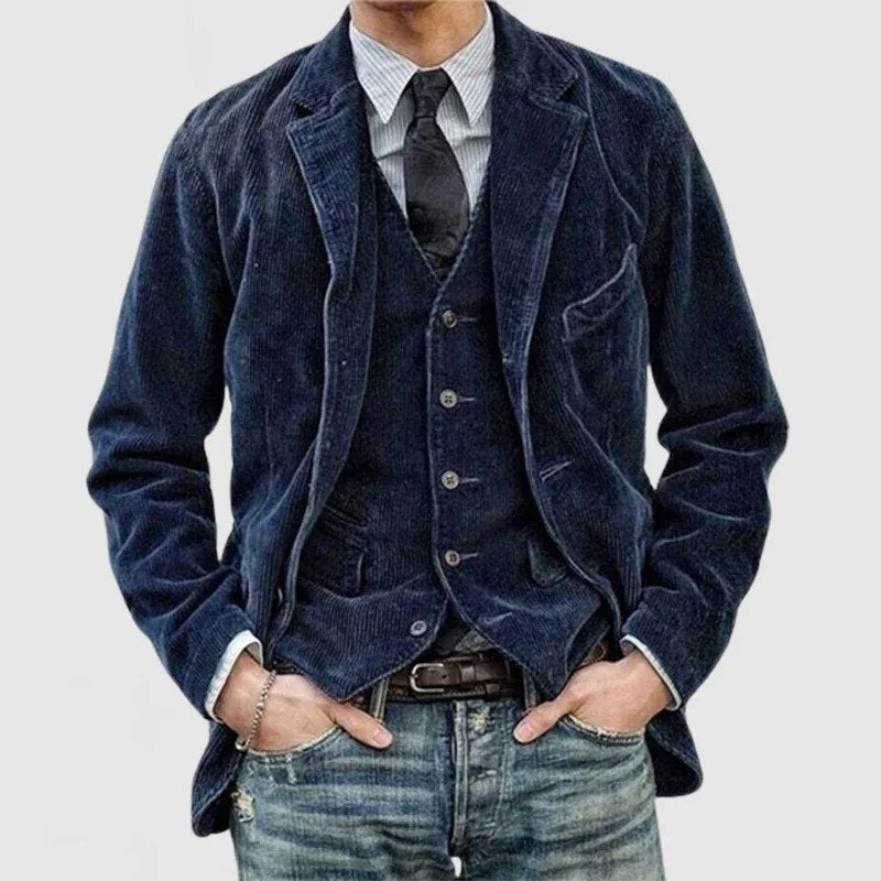 Adonis - Veste à revers en velours côtelé vintage pour hommes