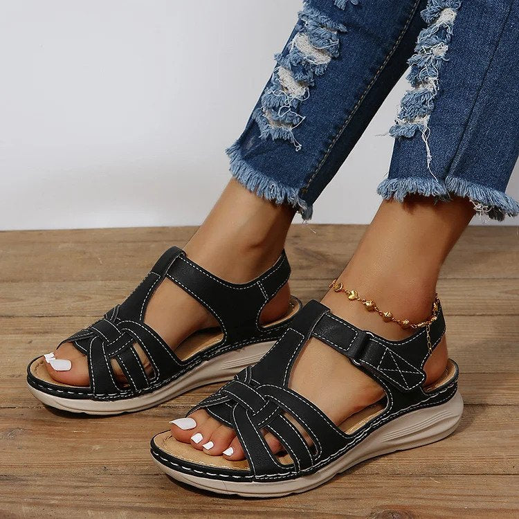 Sandales orthopédiques confort en cuir vintage