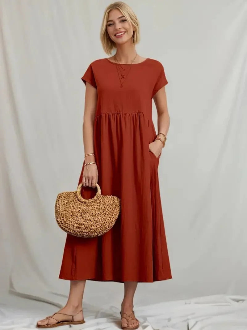 Tuma | Robe À Manches Courtes Pour Femme | Midi