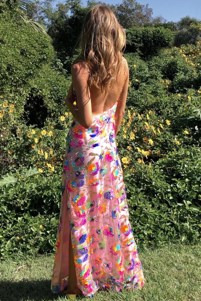 Soleil | Robe Maxi avec Paillettes et Motifs Floraux pour Femmes