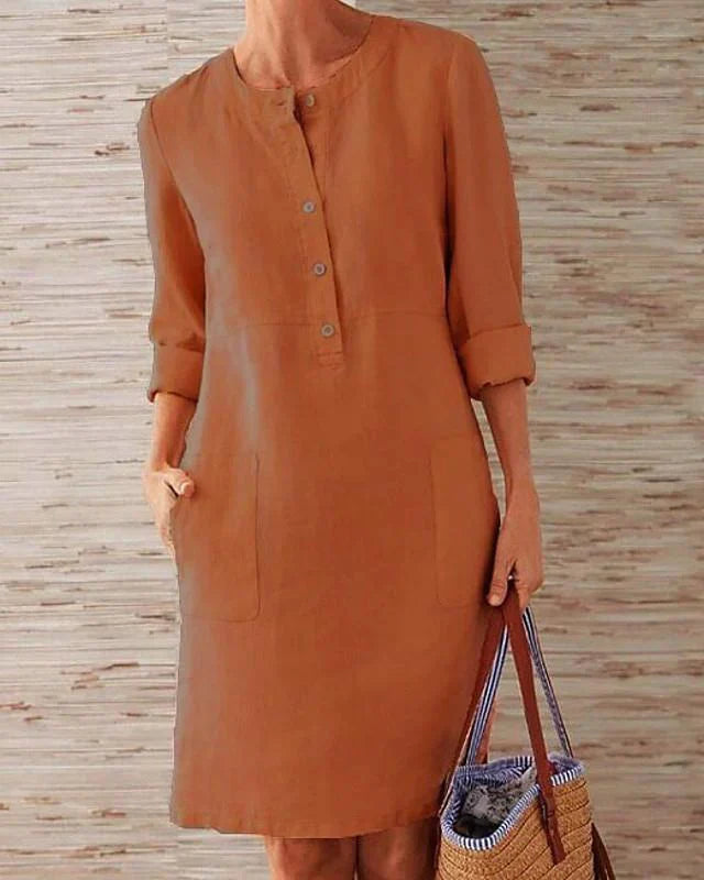 Valentina - Robe alternée pour femme Robe longueur genou - manches 3/4 Robe décontractée pour les vacances, été automne chaud