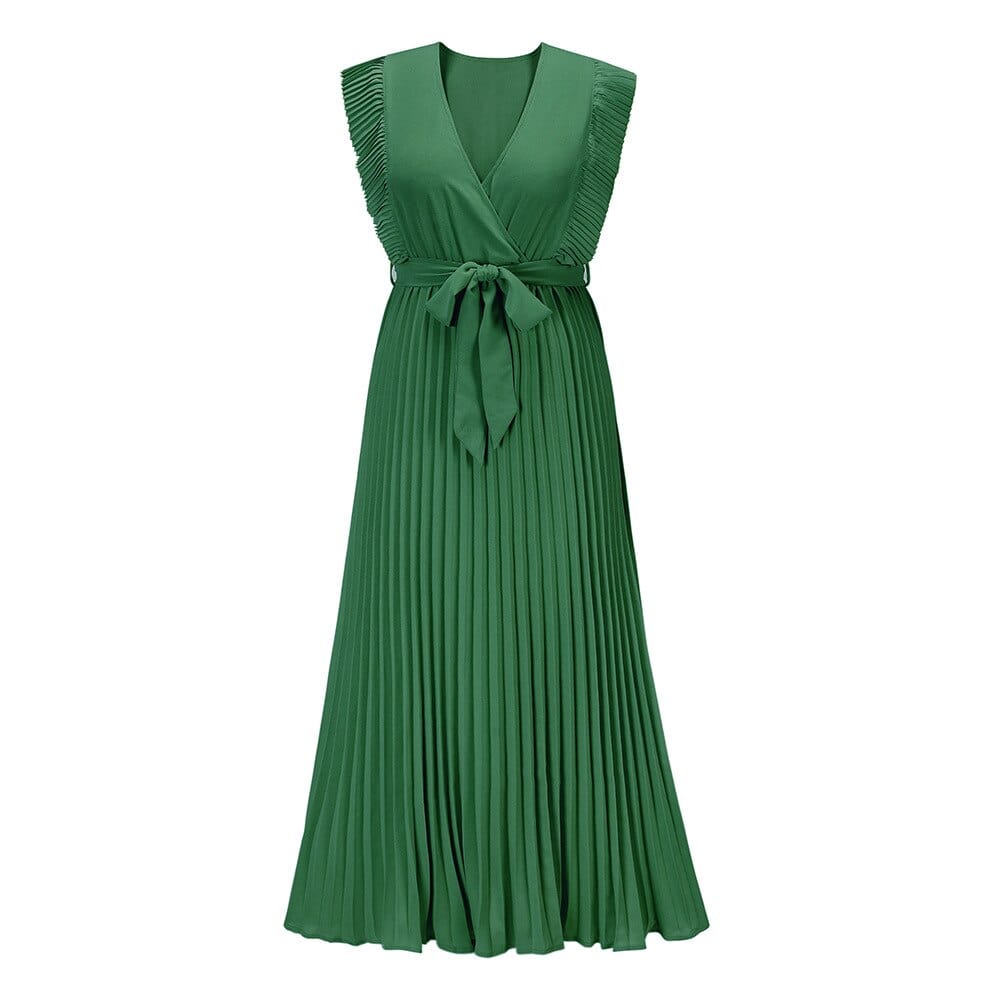 Bette - Vert Bohème robe femme avec col en V