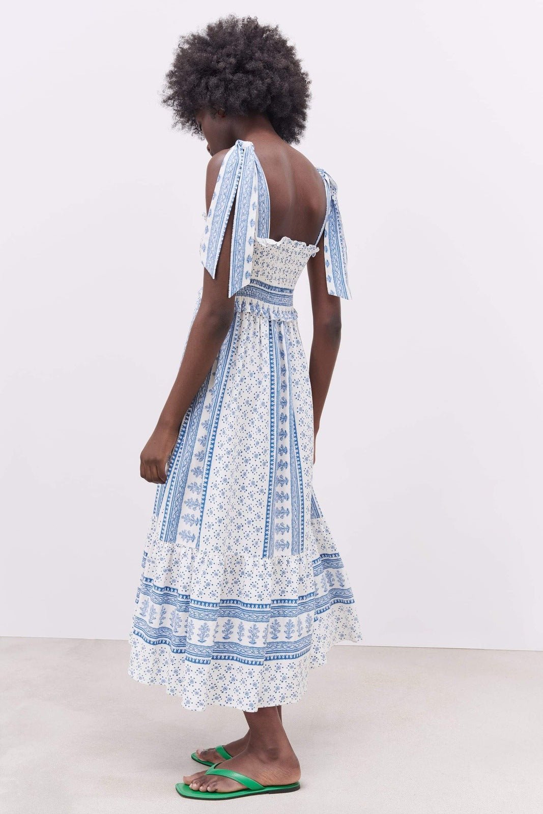 Céleste | Robe Midi à Bretelles avec Motifs Floraux et Tissu de Haute Qualité pour Femmes