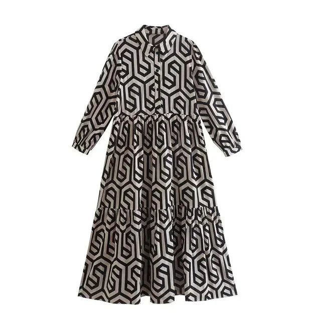 Léonie | Robe à manches longues avec motifs uniques et élégants pour femmes