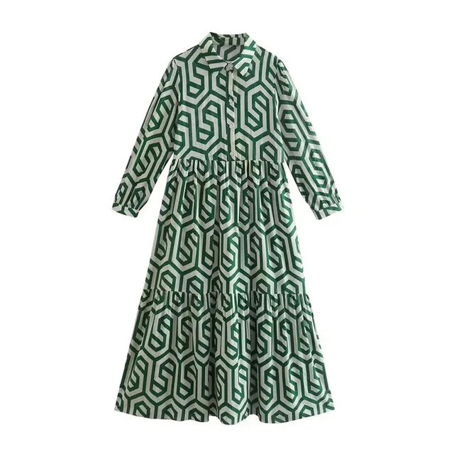 Léonie | Robe à manches longues avec motifs uniques et élégants pour femmes