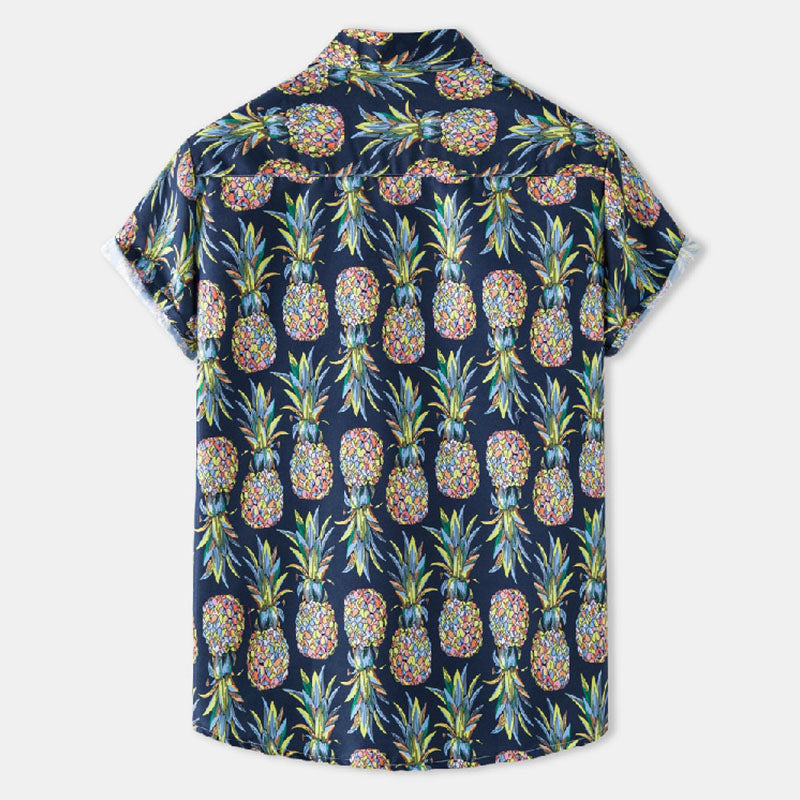 Tropical | Chemise à Manches Courtes avec Imprimé Ananas et Confort Optimal pour Hommes