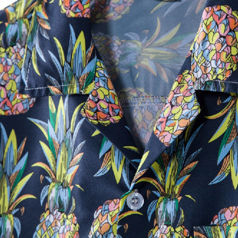 Tropical | Chemise à Manches Courtes avec Imprimé Ananas et Confort Optimal pour Hommes