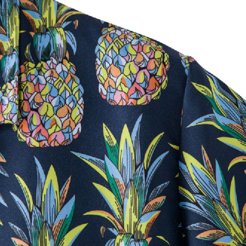 Tropical | Chemise à Manches Courtes avec Imprimé Ananas et Confort Optimal pour Hommes