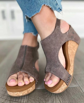 Teresa - Sandales compensées à plateforme en cuir pour femme