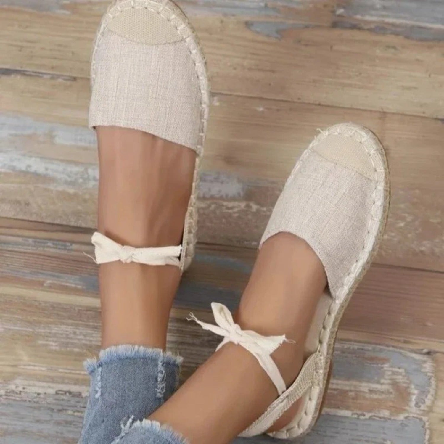 Lieke | Espadrilles élégantes en toile avec bride de cheville élégante