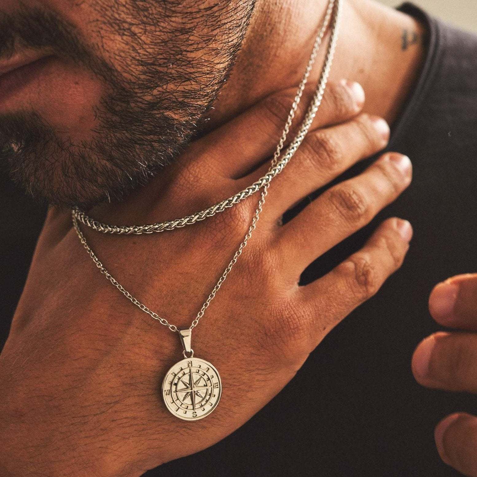 Voyageur | Collier en Onyx avec Détails Complexes pour Hommes