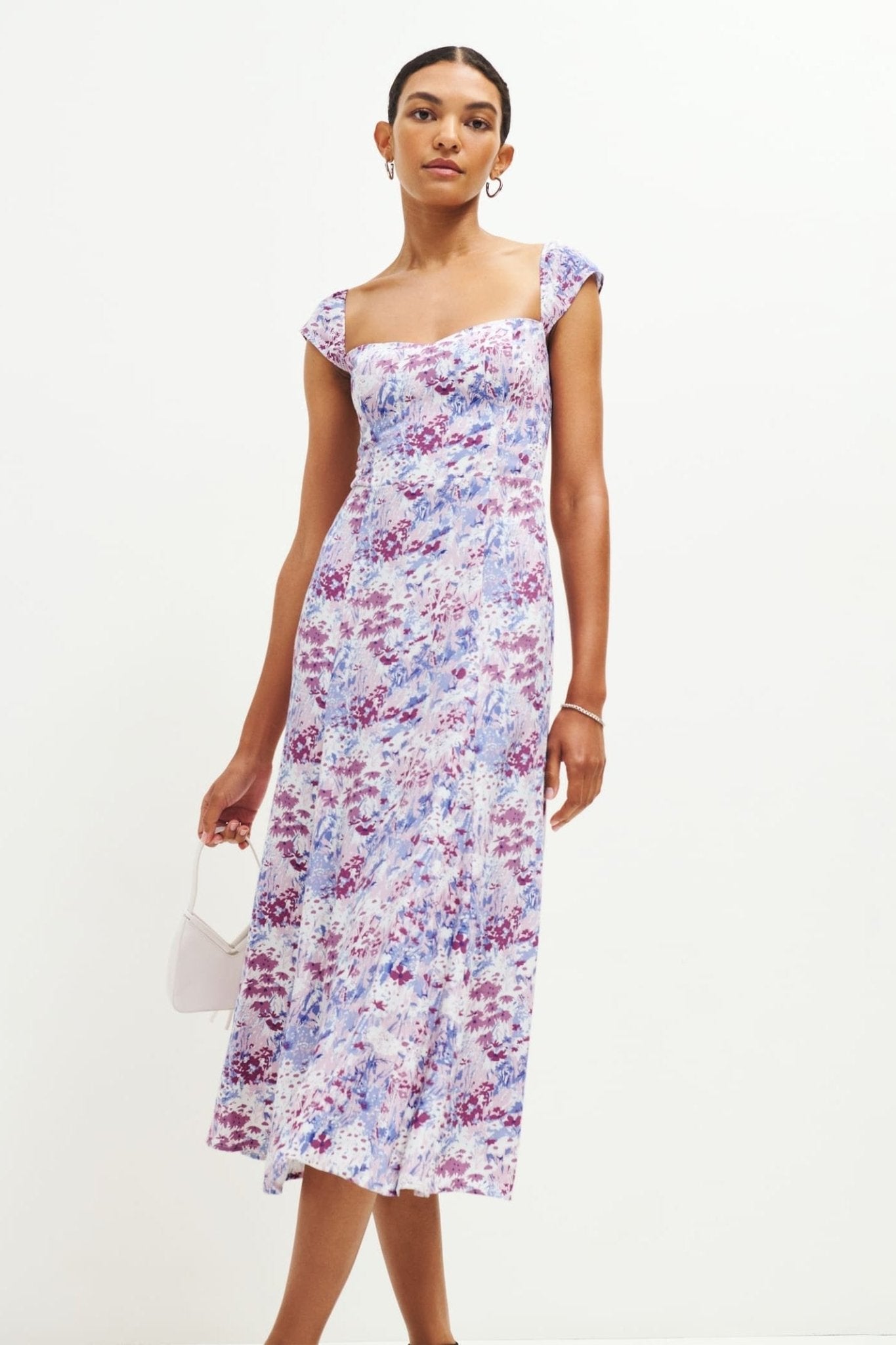 Célestine | Robe Midi Évasée avec Motifs Floraux Uniques pour Femmes