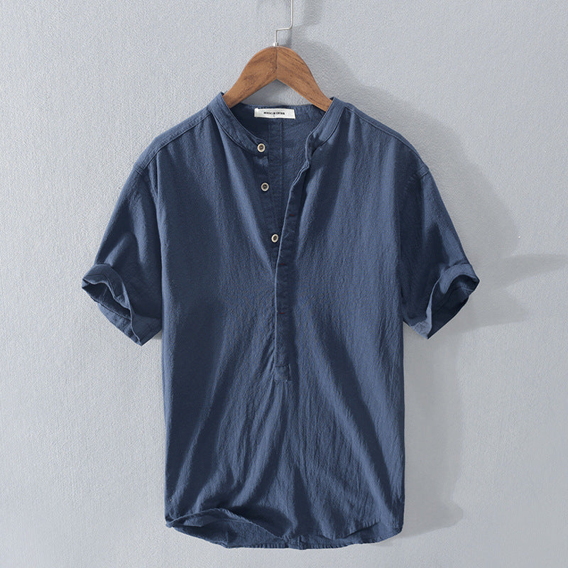 Chemise d'été en coton et lin pour hommes