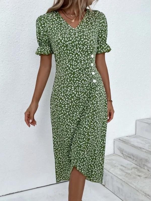 Soleil | Robe Midi avec Imprimé Floral Élégant pour Femmes