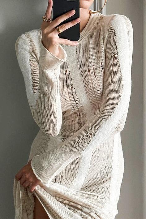Séréna | Robe Maxi avec Tricot Épissé et Silhouette Élégante pour Femmes