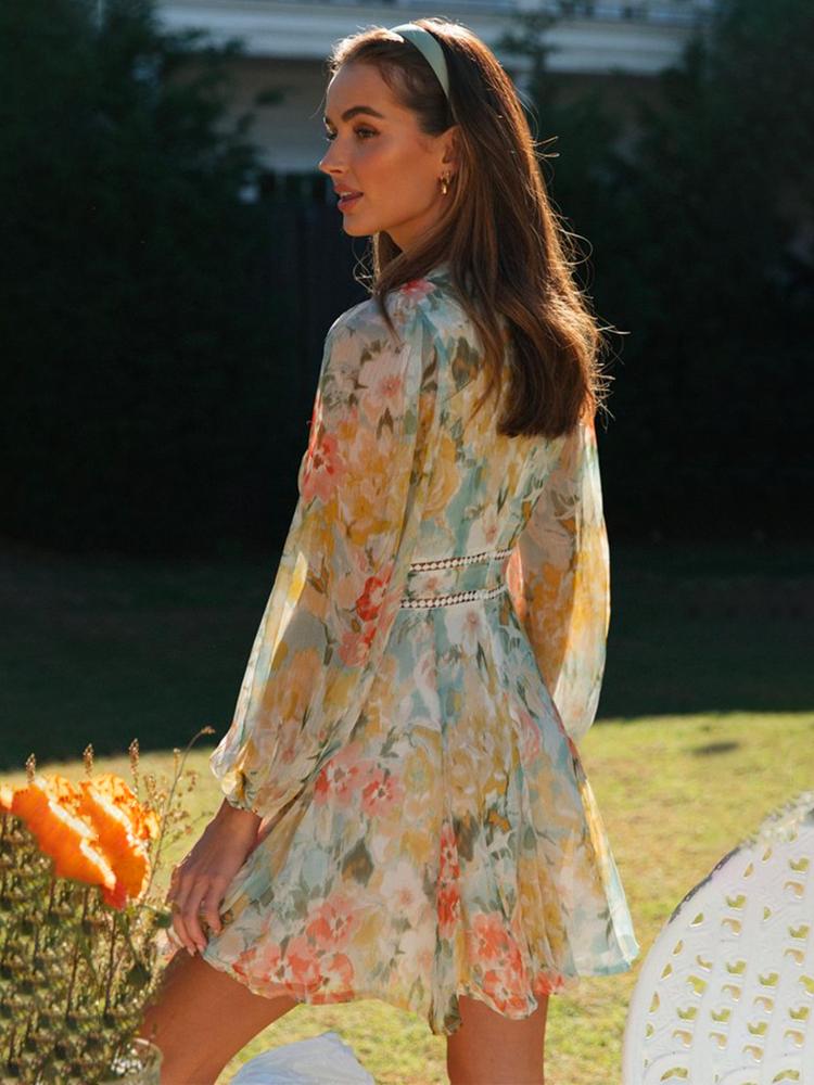Lunaire | Mini-robe avec Imprimés Floraux et Dentelle Élégante pour Femmes