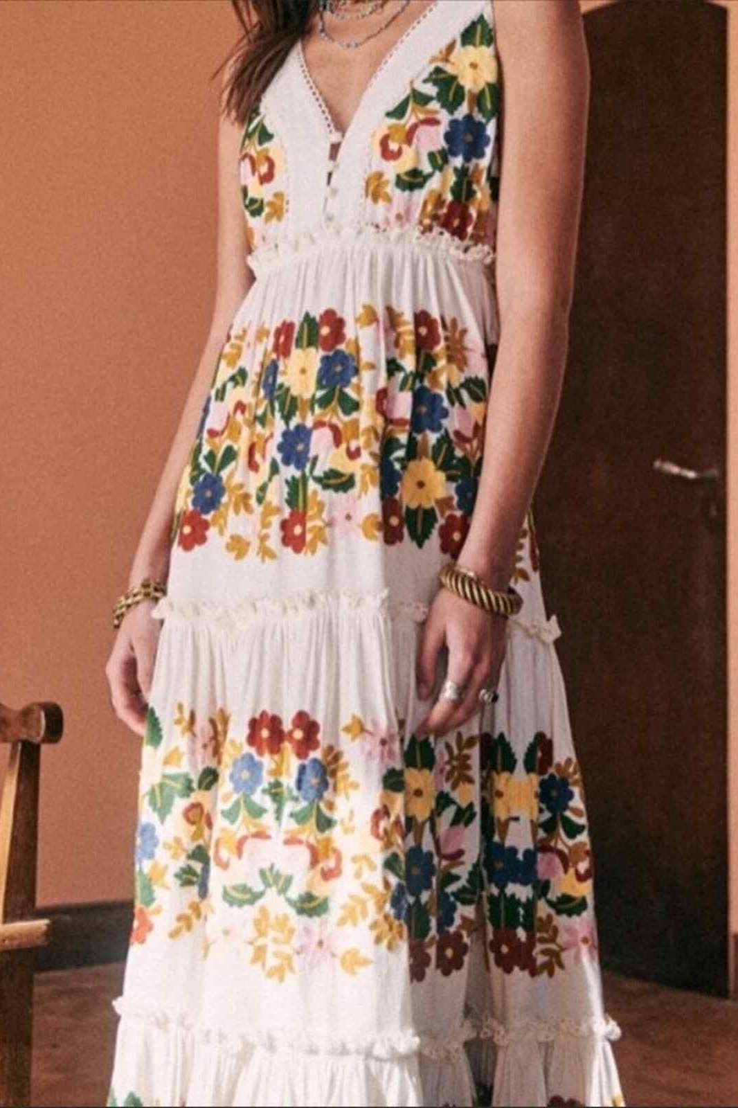 Céleste | Robe Midi Imprimée avec Motifs Floraux et Tissu de Qualité pour Femmes